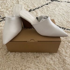 Mango white leather and wood heel mule shoes sz 39